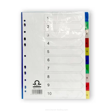 Libra PP A4 Dividers 1 to 20 Number with Colors