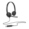 Logitech H340 Wired USB headset black – plug and play stereo headphones with adjustable headband and noise canceling microphone