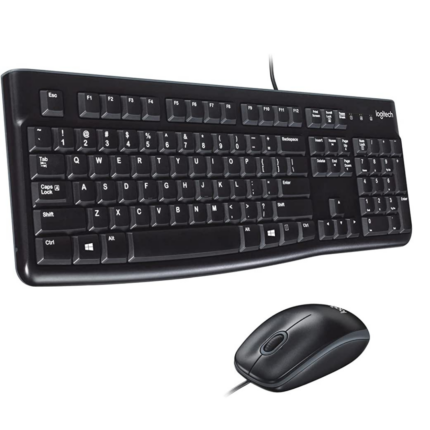 Logitech MK120 Wired Keyboard and Mouse for Windows, Optical Wired Mouse Combo