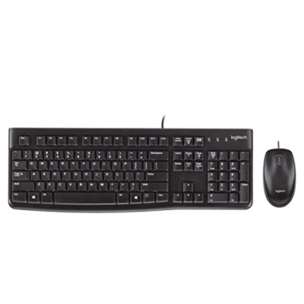 Logitech MK120 Wired Keyboard and Mouse for Windows, Optical Wired Mouse Combo