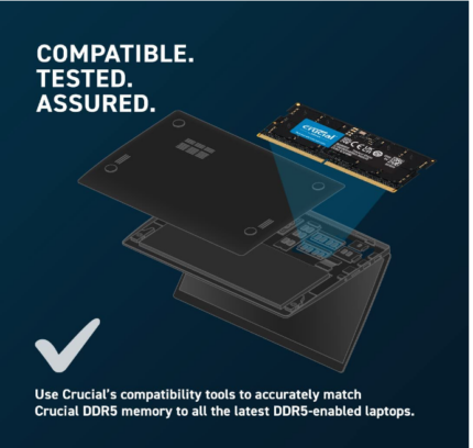 Crucial RAM 32GB DDR5 4800MHz CL40 soddim Laptop Memory CT32G48C40S5, Black