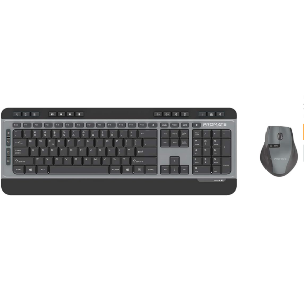 Promate Wireless Keyboard and Mouse Nano USB Receiver and Auto Sleep Function, ProCombo-9 Eng/Arabic