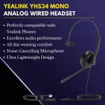 Yealink YHS34 Mono Analog Wired Headset