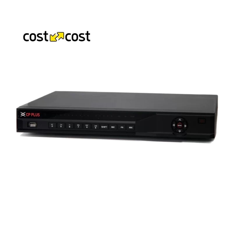 CP PLUS 16 Channel H.265 16 PoE NVR CP-UNR-4K4322-V3 NVR showcasing 4K HDMI output, AI features, and multi-channel support but at costtocost.ae