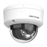 High-resolution Hikvision DS-2CD1123G2-LIU 2MP dome camera with smart IR night vision, built-in microphone, and vandal-resistant housing.