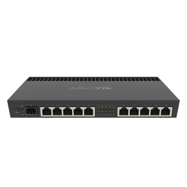 MikroTik RB4011 GS+RM router with 10 Gigabit Ethernet ports, 1 SFP+ port, and matte-black metal enclosure. RB4011iGS+RM buy at costtocost.ae