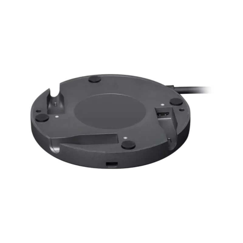 Logitech Rally Mic Pod Hub with three 12-pin connections for flexible mic pod placement.