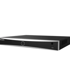 Hikvision DS-7608NXI-K2/8P 8CH NVR with 8 PoE ports, smart AcuSense detection, and 4K HDMI output – top and front panel view