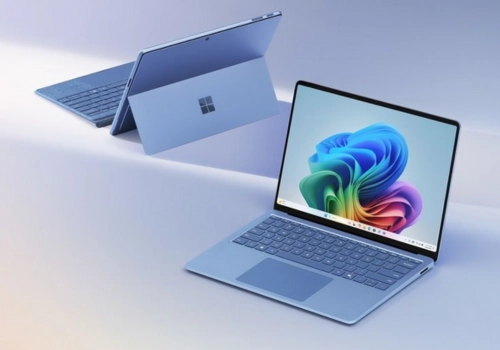 Microsoft Surface Laptop featured in a café, showcasing its portability for remote work and business travelers in UAE.