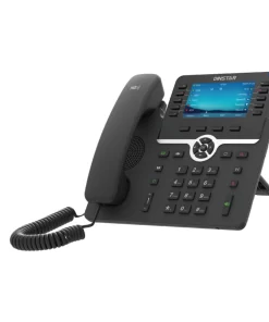 Side view of Dinstar C66GP Color Screen IP Phone showing Ethernet ports and dongle