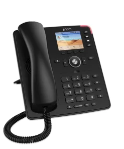 Side view of Snom D713 IP Desk Phone highlighting Gigabit Ethernet ports