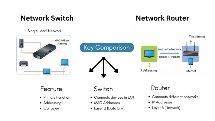 List-Three-Key-Differences-Between-a-Router and Switch